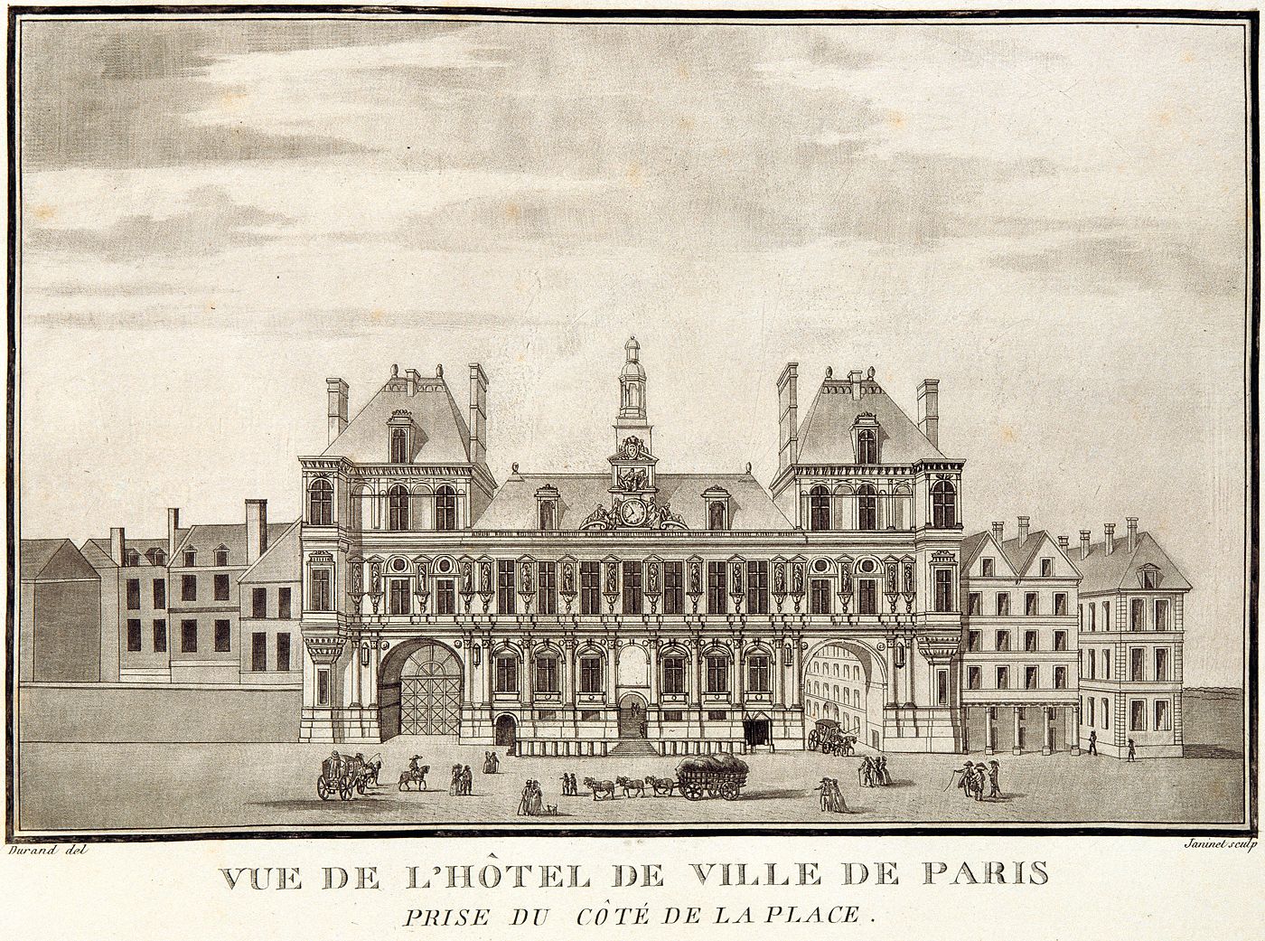 Vue de l'Hôtel de ville de Paris, prise du côté de la place