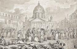 massacres perpétrés à l’hôpital-prison de la Salpêtrière le 3 septembre 1792. Dans cet établissement sont détenues 186 femmes, essentiellement des prostituées et des femmes adultères. 