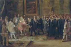 Louis XIV reçoit au Louvre les ambassadeurs des treize cantons suisses (11 novembre 1663)