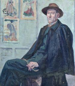 Félix Fénéon, homme assis avec un chapeau