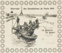 bretons dans des barques appartenant à la ville, se sont dévoués pour assurer les déplacements dans les rues submergées