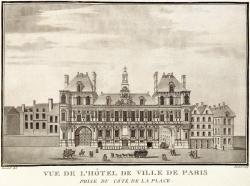 La gravure de Jean François Jeaninet, datée de 1810, donne à voir la physionomie de l’Hôtel de Ville à partir de 1628. 