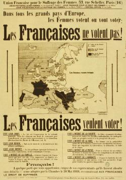 carte géographique montre que la France, la Suisse, le Luxembourg, le Portugal n'ont pas accordé le droit de vote aux femmes
